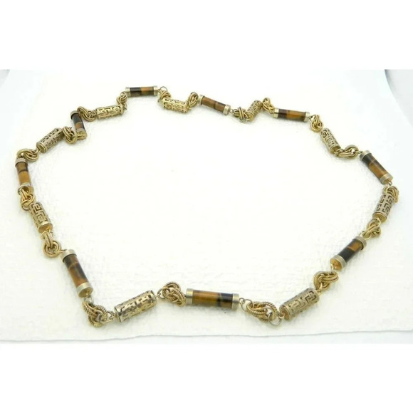Genuine Real Tiger's Eye Gold Tone Asian Set - Picture 4 of 6